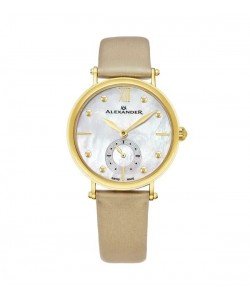 Alexander Women's Gold Tone Roxana Swiss Made Tan Leather Strap Watch