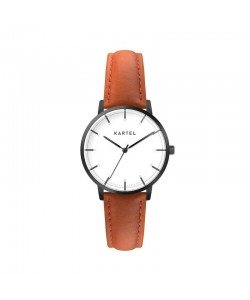 ISLA 34MM ORANGE LEATHER STRAP WATCH
