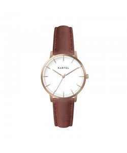 ISLA 34MM MAROON LEATHER STRAP WATCH