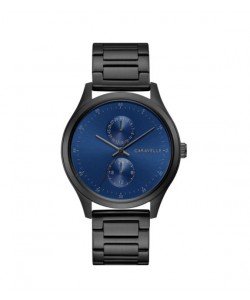 Caravelle by Bulova Mens 45C116 Black IP Stainless Multifunction Blue Dial Bracelet Watch