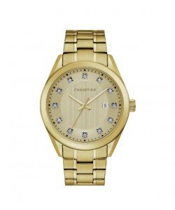 Caravelle by Bulova Mens 44B125 Gold-Tone Stainless Crystal Accent Bracelet Watch