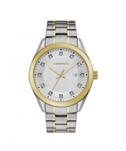 Caravelle by Bulova Mens 45B154 Two-Tone Stainless Crystal Accent Bracelet Watch