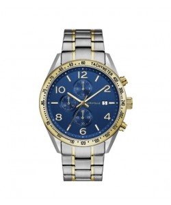 Caravelle by Bulova Mens 45B152 Two-Tone Stainless Chrono Blue Dial Bracelet Watch