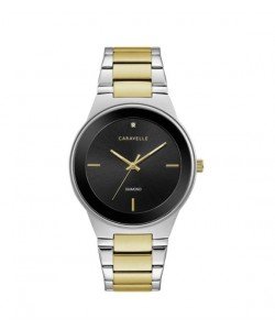 Caravelle Designed by Bulova Men's 45D107 Modern Diamond Dial Two-Tone Stainless Bracelet Watch