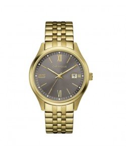 Caravelle Designed by Bulova Men's 44B122 Gold-Tone Stainless Grey Dial Braceclet Watch
