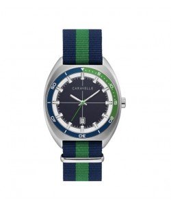 Caravelle by Bulova Mens 43B169 NATO Navy and Green Nylon Strap Watch