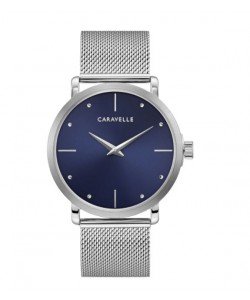 Caravelle by Bulova Mens 43A149 Stainless Blue Dial Mesh Bracelet Watch