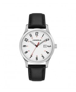 Caravelle Designed by Bulova Women's 43M118 Easy Reader Black Leather Strap Watch
