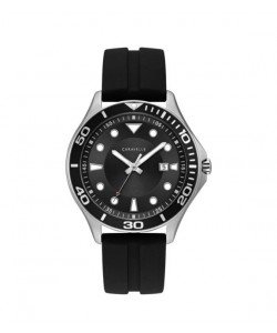 Caravelle Designed by Bulova Men's 43B154 Black Dial Black Silicone Strap Sport Watch