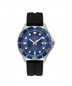 Caravelle Designed by Bulova Men's 43B155 Blue Dial Black Silicone Strap Sport Watch