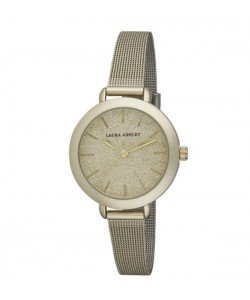 Laura Ashley Womens LA31069YG Glitz Sparkle Dial Spray Gold Mesh Band Watch