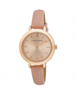 Laura Ashley Ladies Round Rose Gold Case with a Pink Strap Watch