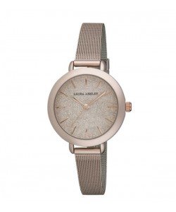 Laura Ashley Womens LA31069YG Glitz Sparkle Dial Spray Gold Mesh Band Watch