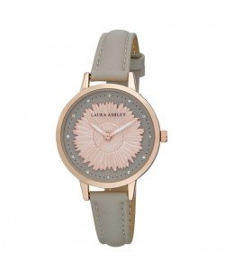 Laura Ashley Womens Rosegold Round "Sunflower" Dial Strap Watch