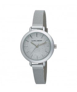 Laura Ashley Womens LA31069SS Glitz Sparkle Dial Spray Silver Mesh Band Watch