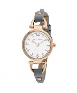 Laura Ashley Rosegold Ladies White Dial Analog Display Twisted Band Round Watch