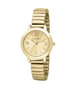 Laura Ashley Gold Women's Round Expandable Stainless Steel Bracelet Watch