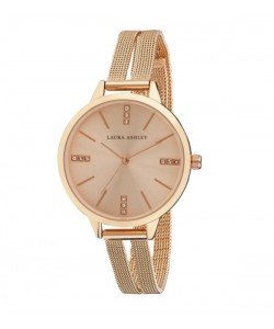 Laura Ashley Rose Gold Split Mesh Band Sunray Dial Watch