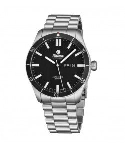 Tutima Men's 6101-02 'Grand Flieger' Black Dial Stainless Steel Date Day German Mechanical Automatic Watch