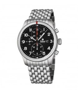 Tutima Men's 6402-02 'Grand Flieger' Black Dial Stainless Steel Chronograph German Mechanical Automatic Watch