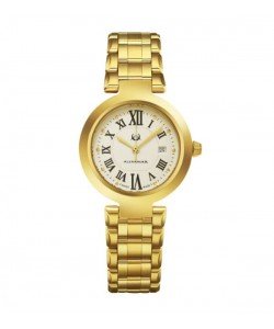 Alexander Women's Swiss Made Niki Gold Tone Stainless Steel Link Bracelet Watch