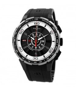 Perrelet Men's A1075/1 'Turbine Chrono' Black/White Dial Black Rubber Strap Automatic Watch