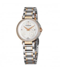 Eterna Women's 2561.59.61.1724 'Grace' Mother of Pearl Dial Two Tone Stainless Steel Diamond Quartz Watch