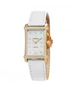 Eterna Women's 2410.77.67.1224 'Contessa' Mother of Pearl Diamond Dial White Leather Strap Gold Swis