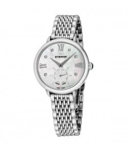 Eterna Women's 2801.41.66.1743 'Eternity' Mother of Pearl Diamond Dial Stainless Steel Small Seconds Quartz Watch