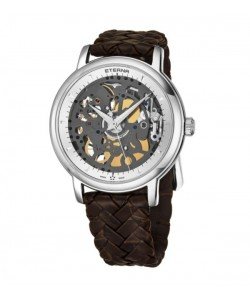 Eterna Men's 7000.41.10.1410 'Skeleton' Silver Dial Brown Leather Strap Swiss Automatic Limited Edition Watch