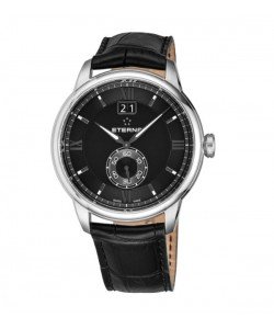Eterna Men's 2971.41.46.1327 'Adventic' Black Dial Black Leather Strap Big Date Quartz Swiss Made Watch