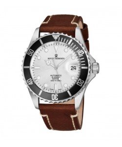 Revue Thommen's Men's 17571.2527 'Diver' Silver Dial Light Brown Leather Strap Swiss Automatic Watch