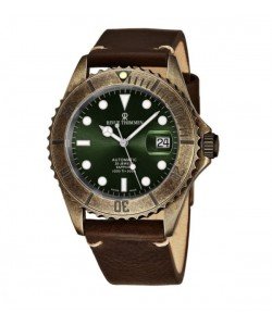 Revue Thommen 17571.2583 'Diver' Green Dial Black Leather Strap Date Automatic Watch