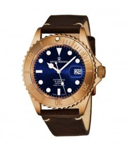 Revue Thommen Men's 17571.2595 'Diver' Blue Dial Brown Leather Strap Bronze/Steel Automatic Watch