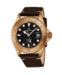 Revue Thommen Men's 17571.2599 'Diver' Black Dial Brown Leather Strap Bronze/Steel Automatic Watch