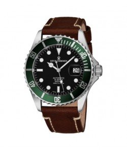 Revue Thommen Men's 17571.2534 'Diver' Black Dial Light Brown Leather Strap Swiss Automatic Watch