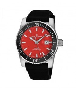 Revue Thommen Men's 17030.2536 'Diver' Red Dial Black Rubber Strap Swiss Automatic Watch
