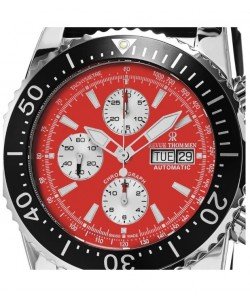 Revue Thommen Men's 17030.6536 'Air Speed' Red Dial Black Rubber Strap Chronograph Automatic Swiss Made Watch