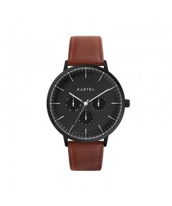 CUILLIN 43MM MAROON LEATHER STRAP WATCH