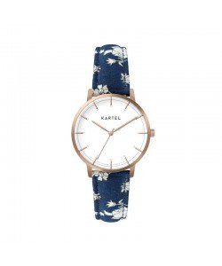 ISLA 34MM BLUE FABRIC STRAP WATCH