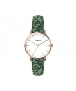 ISLA 34MM GREEN FABRIC STRAP WATCH