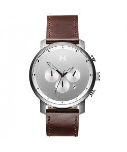CHRONO SILVER BROWN LEATHER
