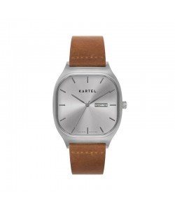 SINCLAIR 42MM TAN LEATHER STRAP WATCH