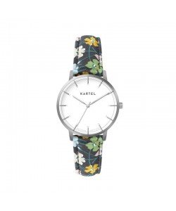 ISLA 34MM FLORAL FABRIC STRAP WATCH