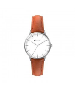 ISLA 34MM ORANGE LEATHER STRAP WATCH