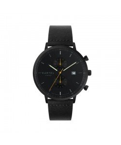 KNOYDART 43MM BLACK LEATHER STRAP WATCH