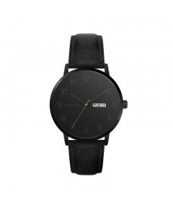 MORRIS 40MM BLACK LEATHER STRAP WATCH