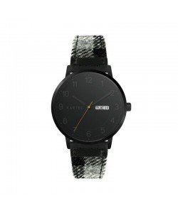 MORRIS 40MM GREY TARTAN LEATHER STRAP WATCH