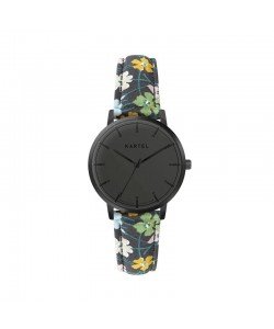ISLA 34MM FLORAL FABRIC STRAP WATCH
