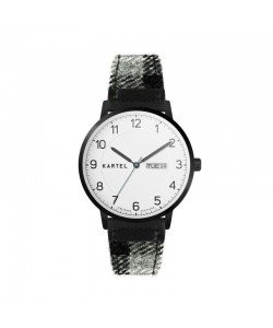 MORRIS 40MM GREY TARTAN STRAP WATCH